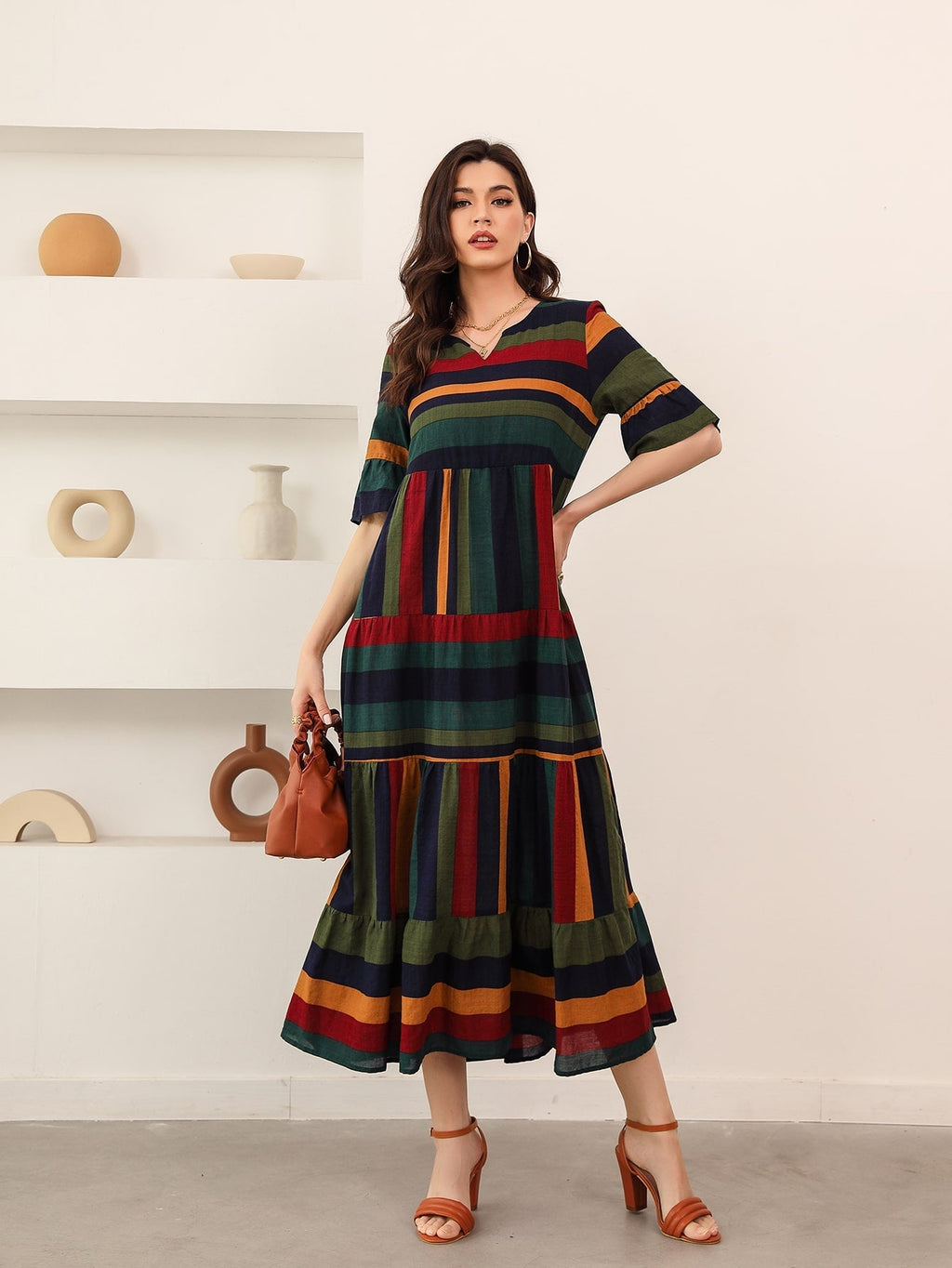 Vestido bata listrado