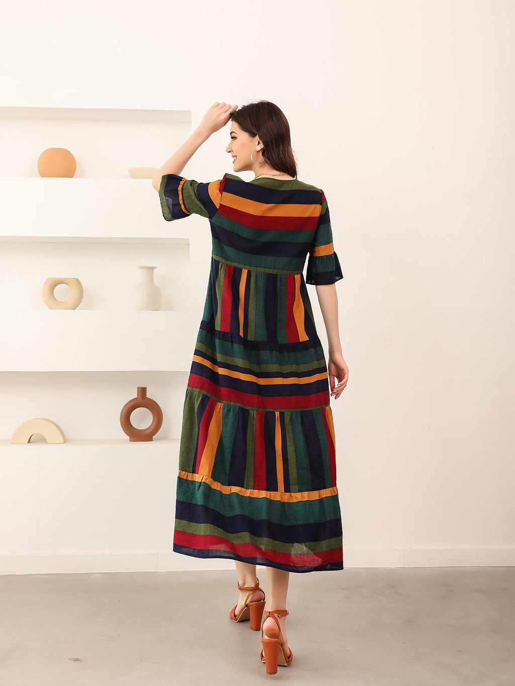 Vestido bata listrado