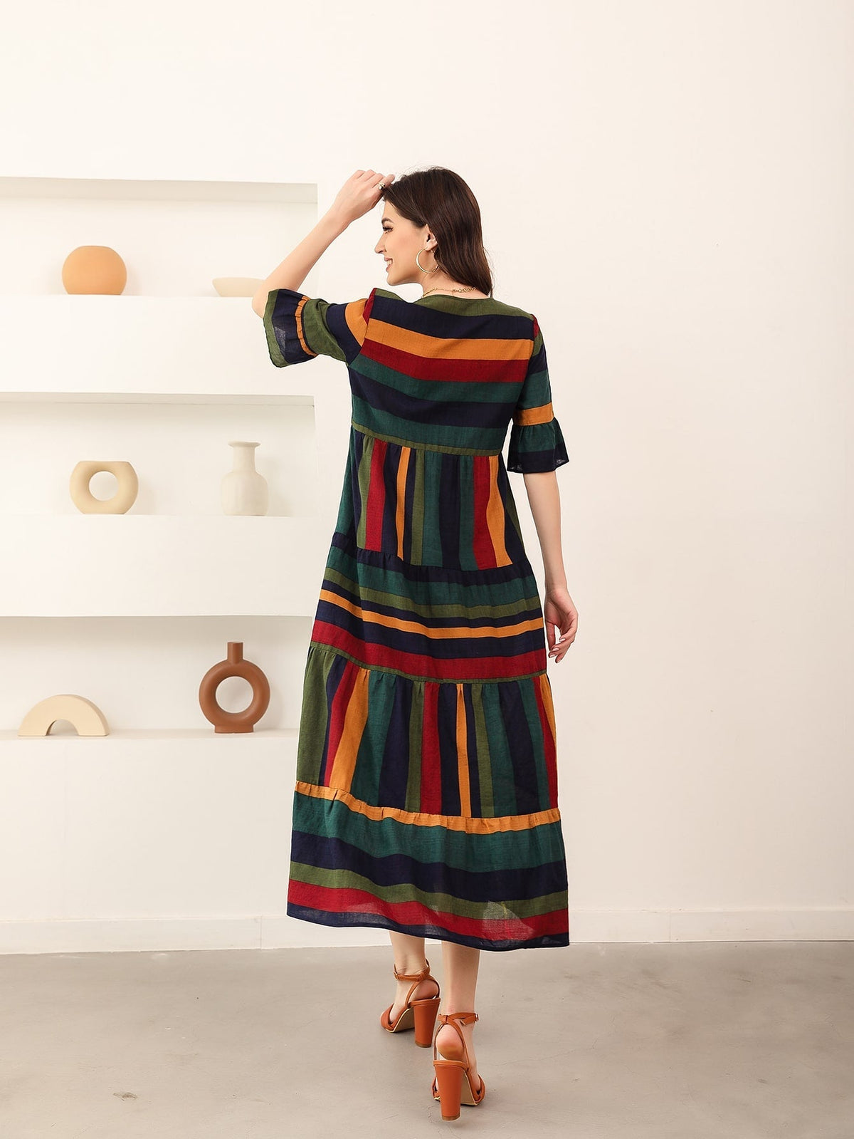 Vestido bata listrado
