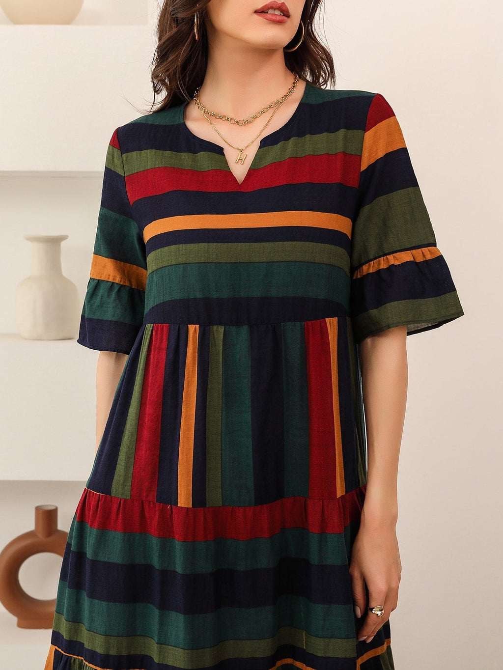 Vestido bata listrado