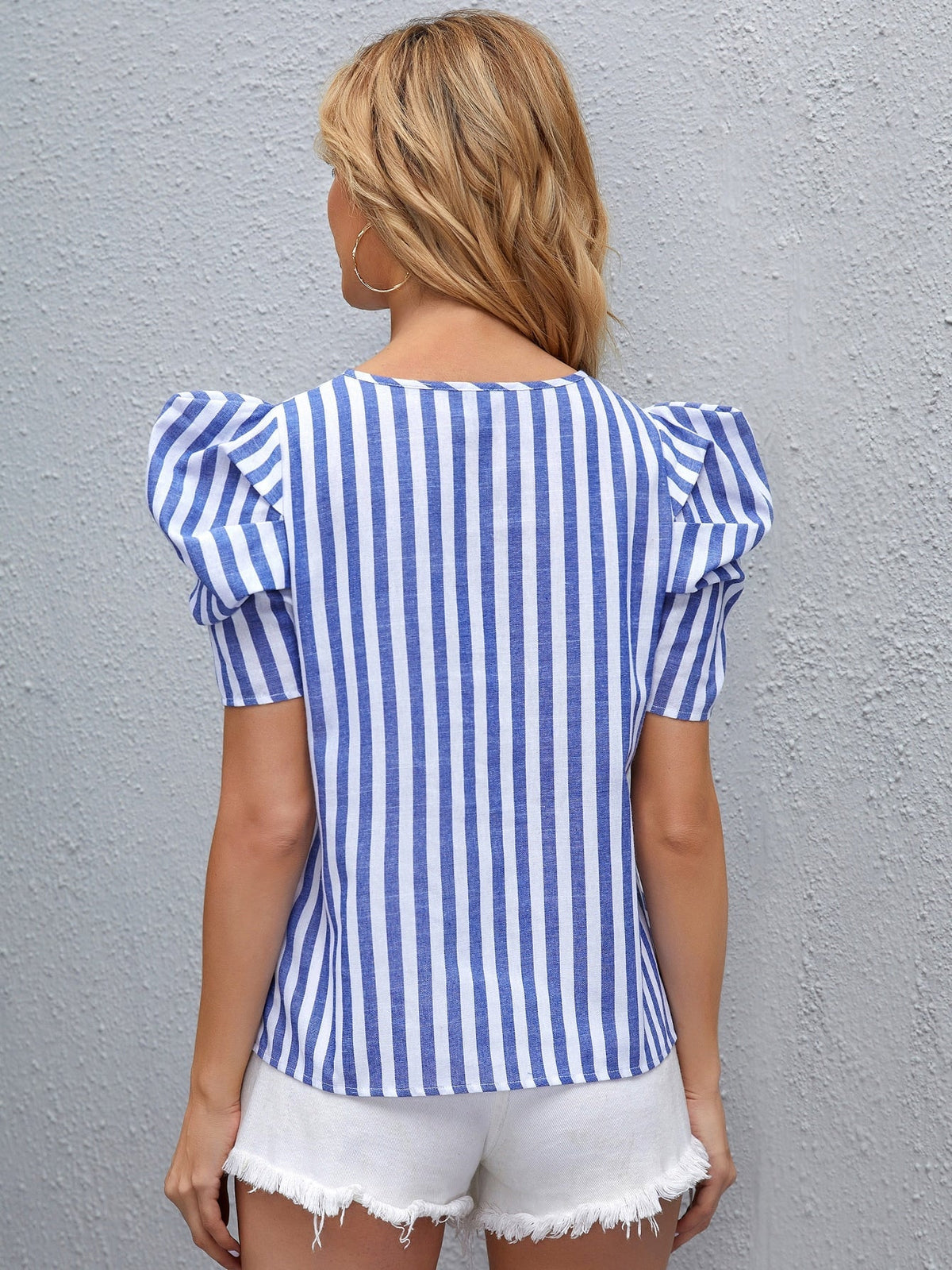 Blusa listrada - manga bufante