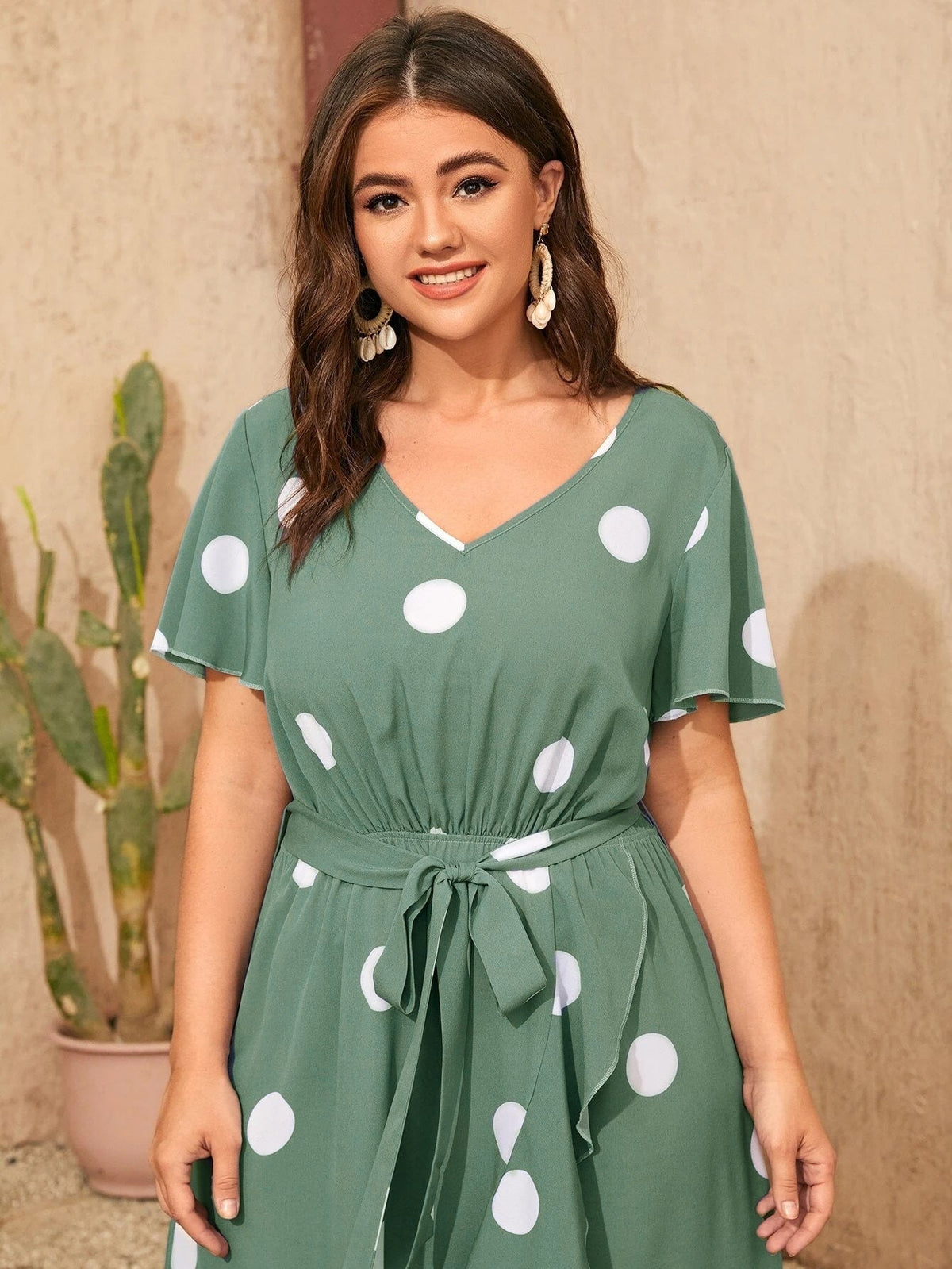 Vestido com estampa poá