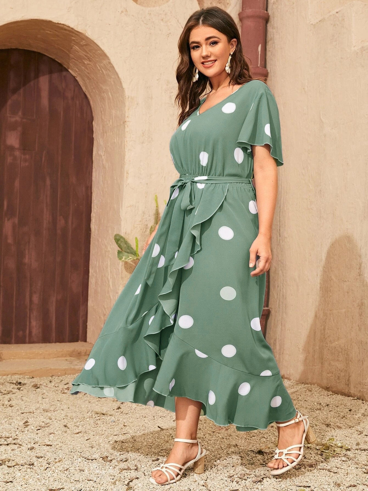 Vestido com estampa poá