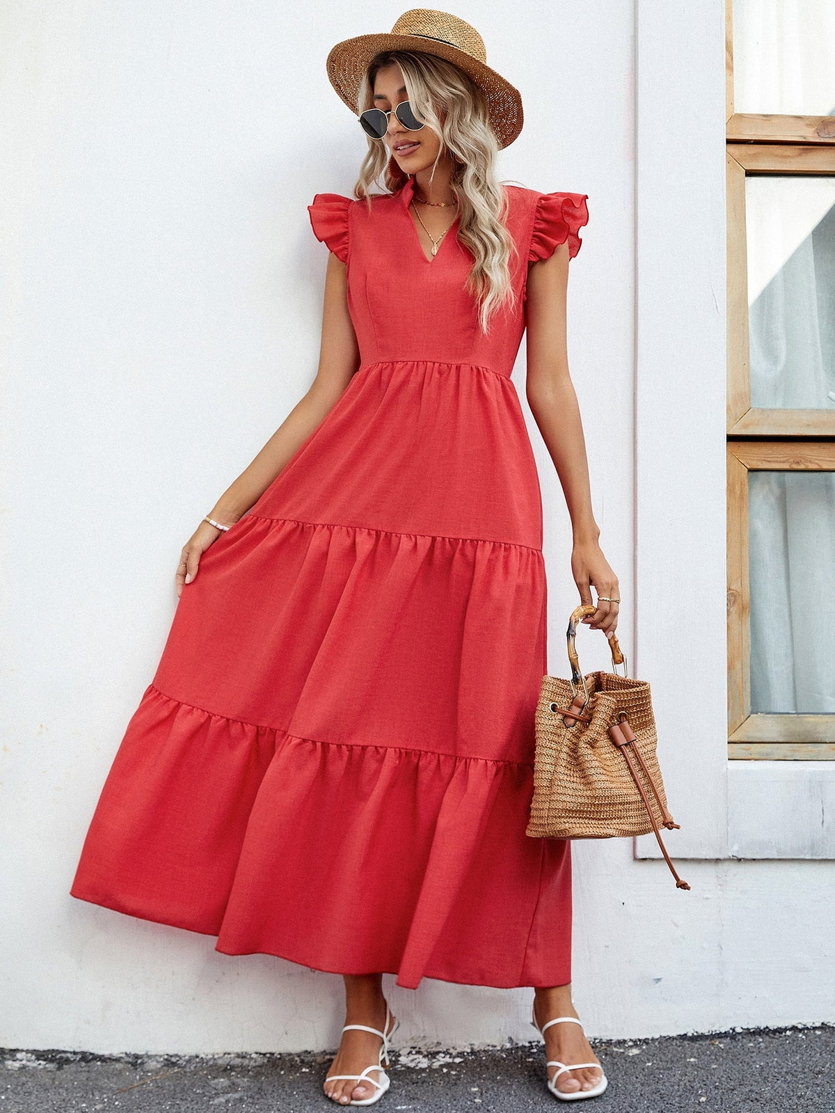 Vestido com manga borboleta