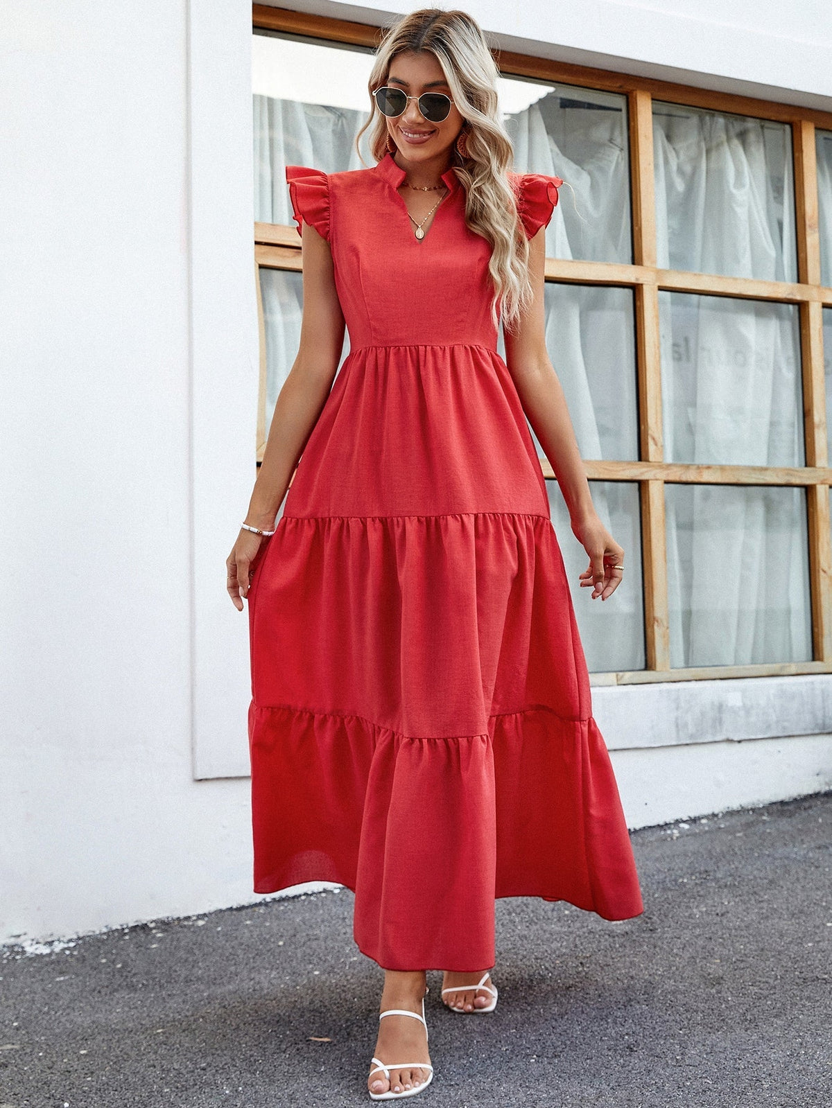 Vestido com manga borboleta