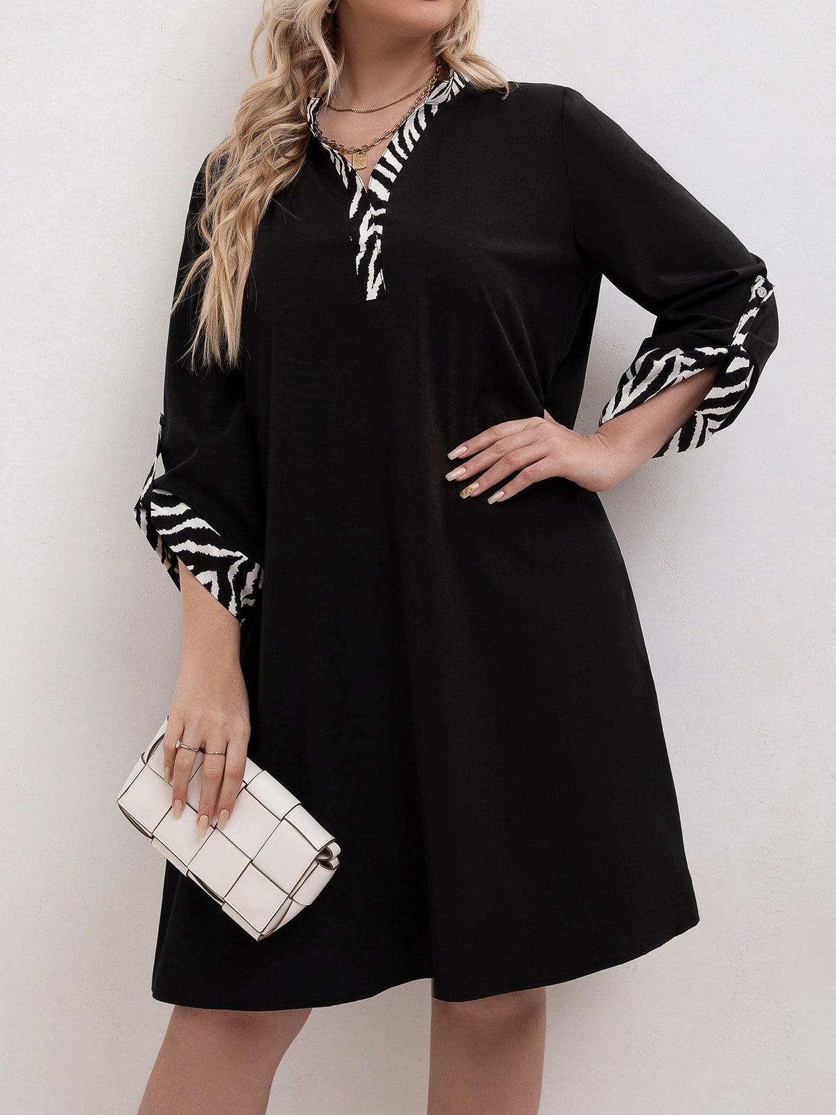 Vestido com viés estampado