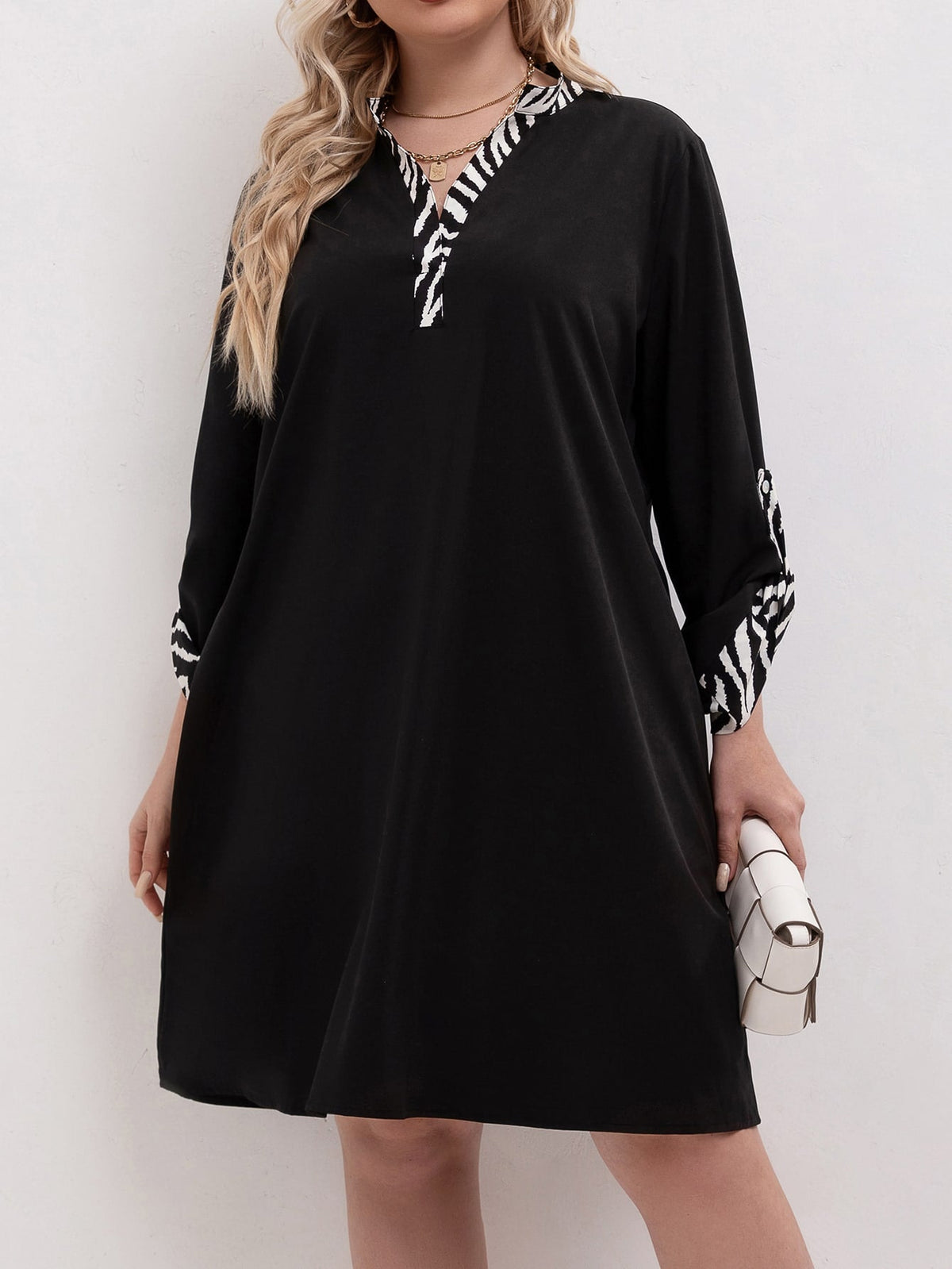 Vestido com viés estampado