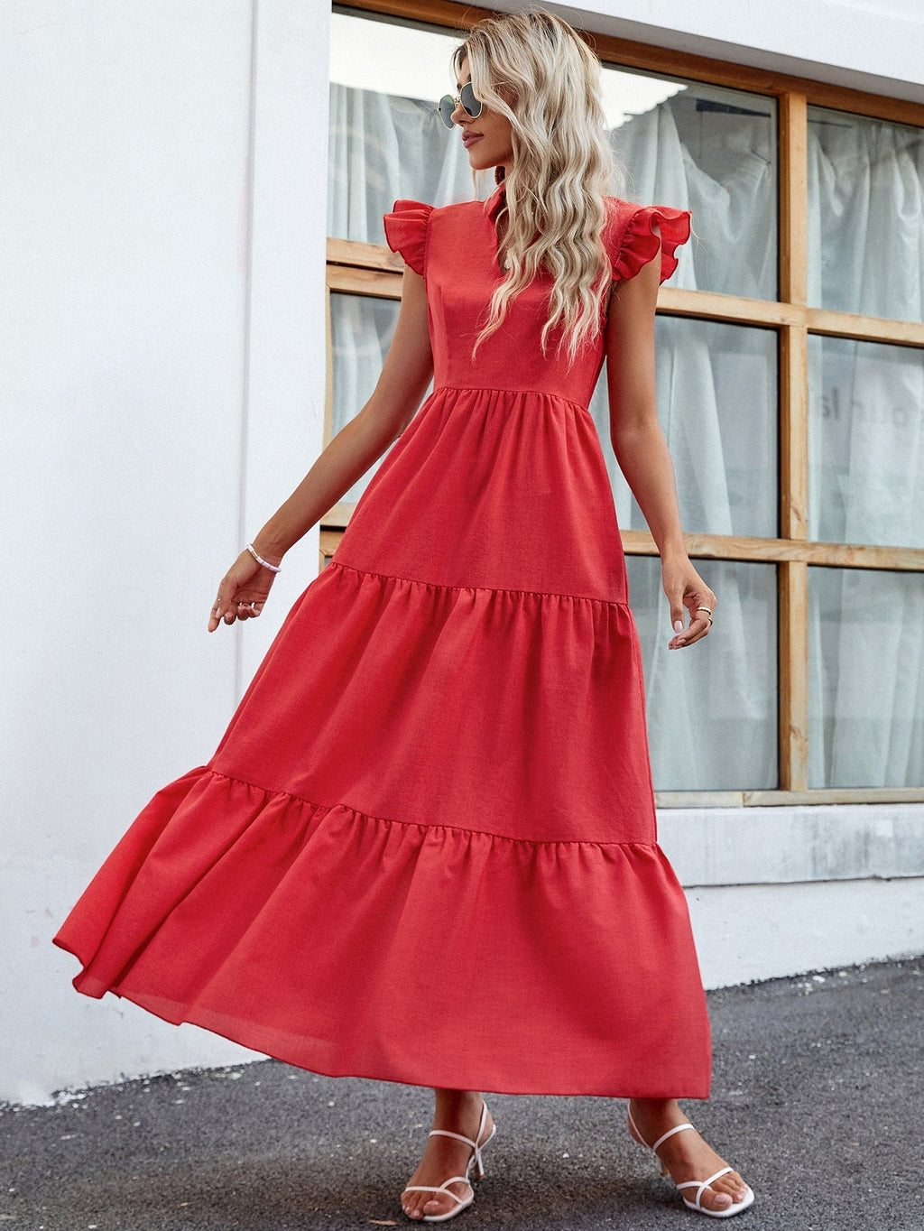 Vestido com manga borboleta