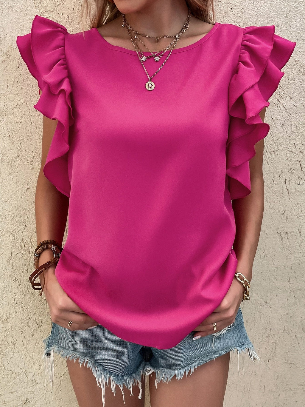 Blusa manga com babados