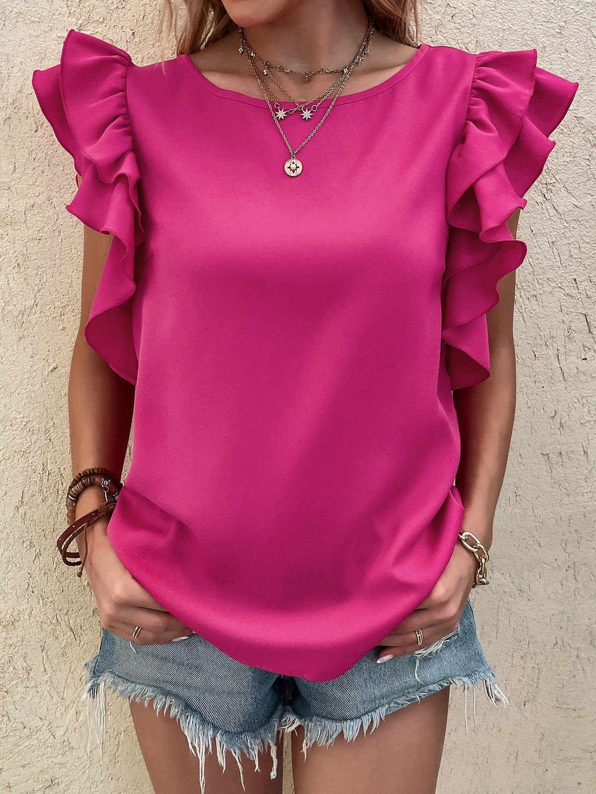 Blusa manga com babados