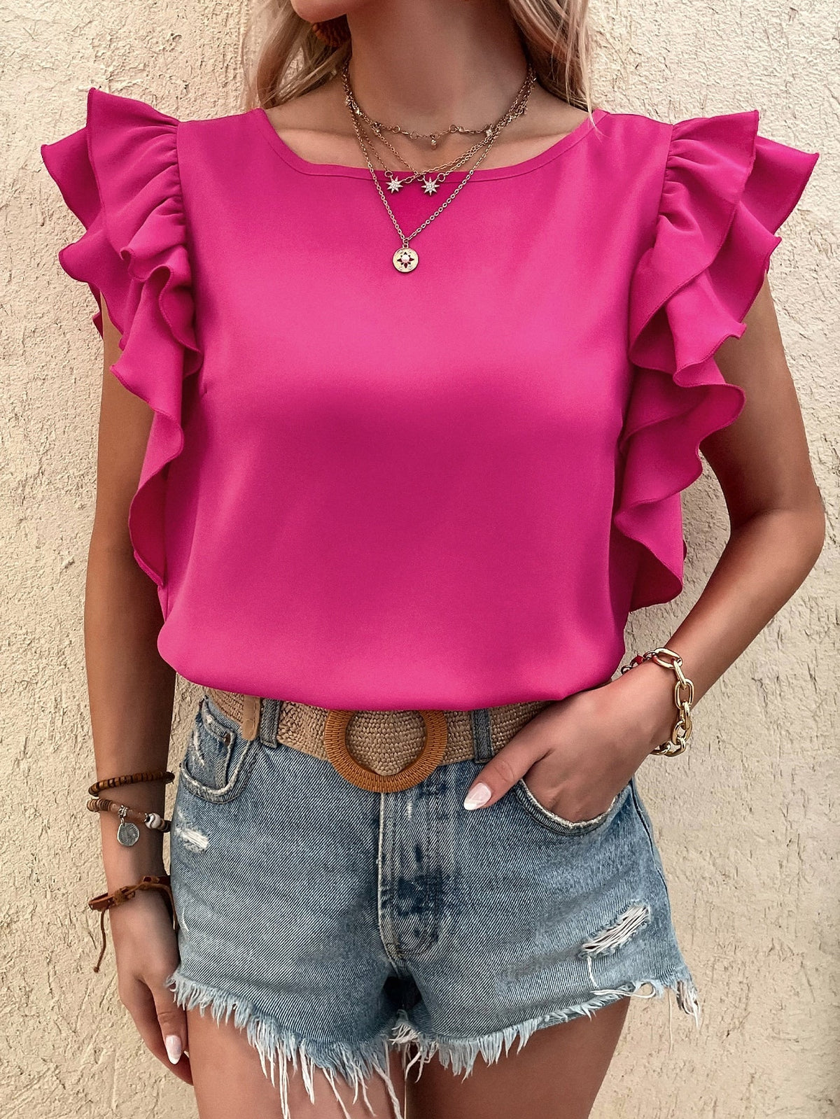 Blusa manga com babados
