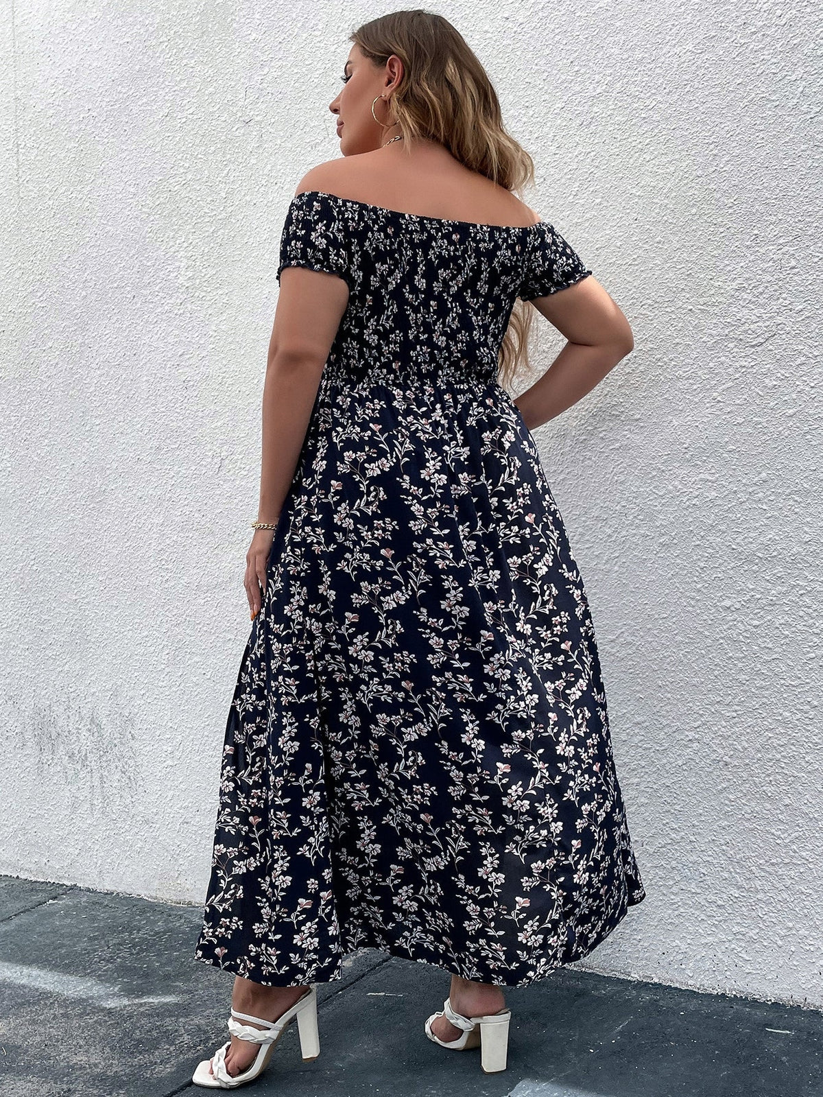 Vestido estampado com lastex