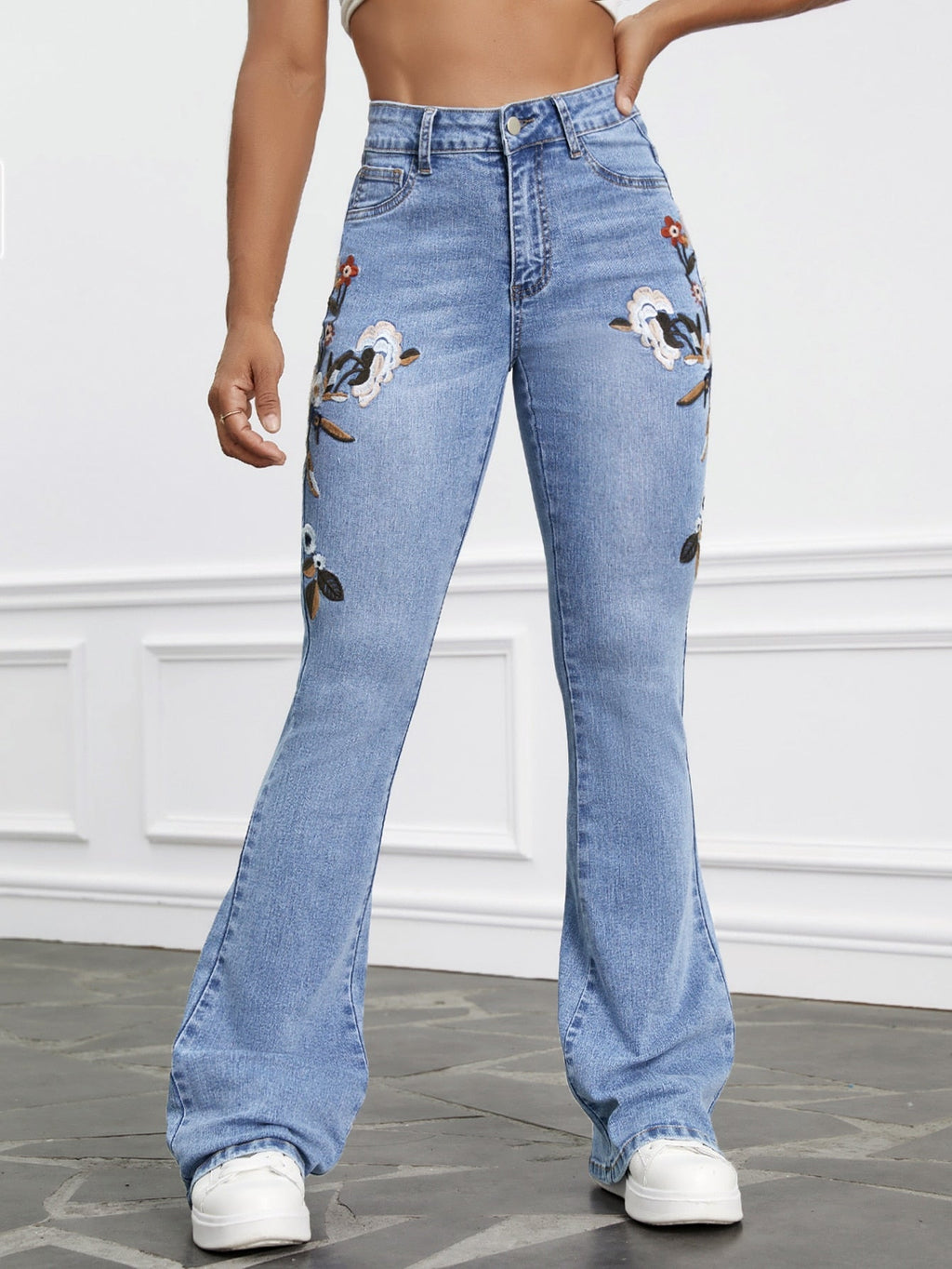 Calça jeans flare cintura alta