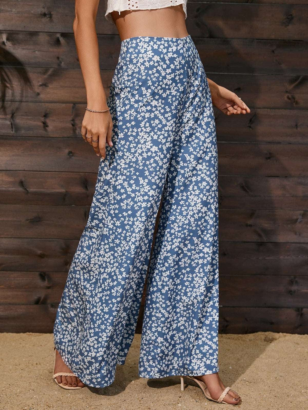 Calças pantalona estampada