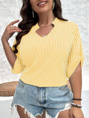 Blusa listrada, decote em V
