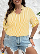 Blusa listrada, decote em V