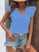 Blusa Manga De Borboleta Gola V Blusa