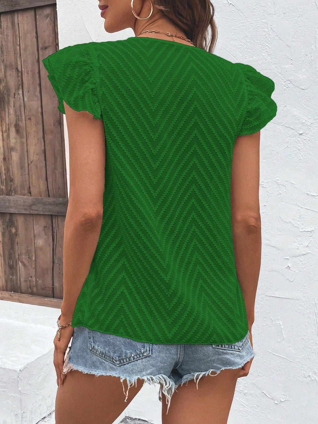 Blusa Manga De Borboleta Gola V Blusa