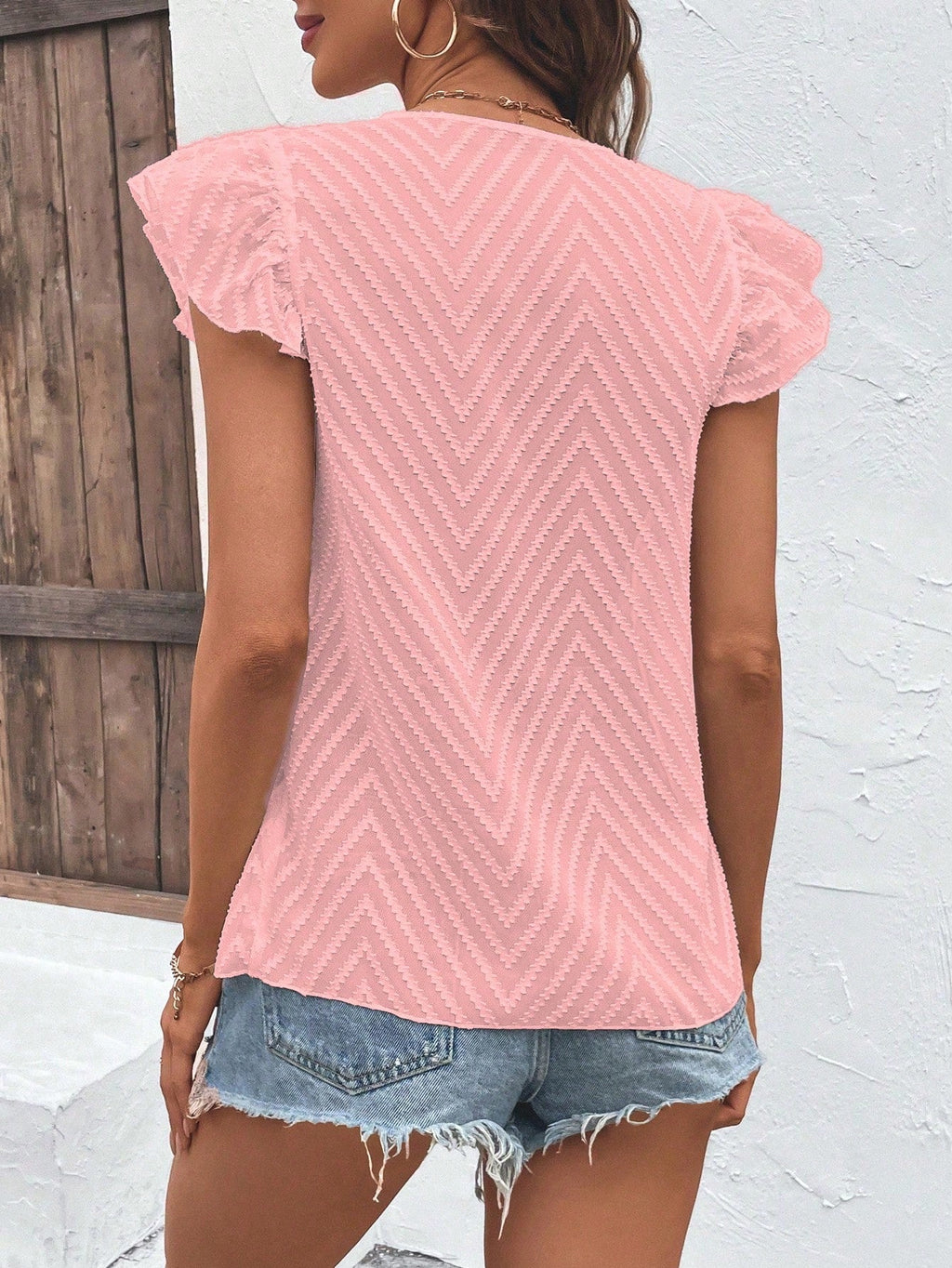Blusa Manga De Borboleta Gola V Blusa