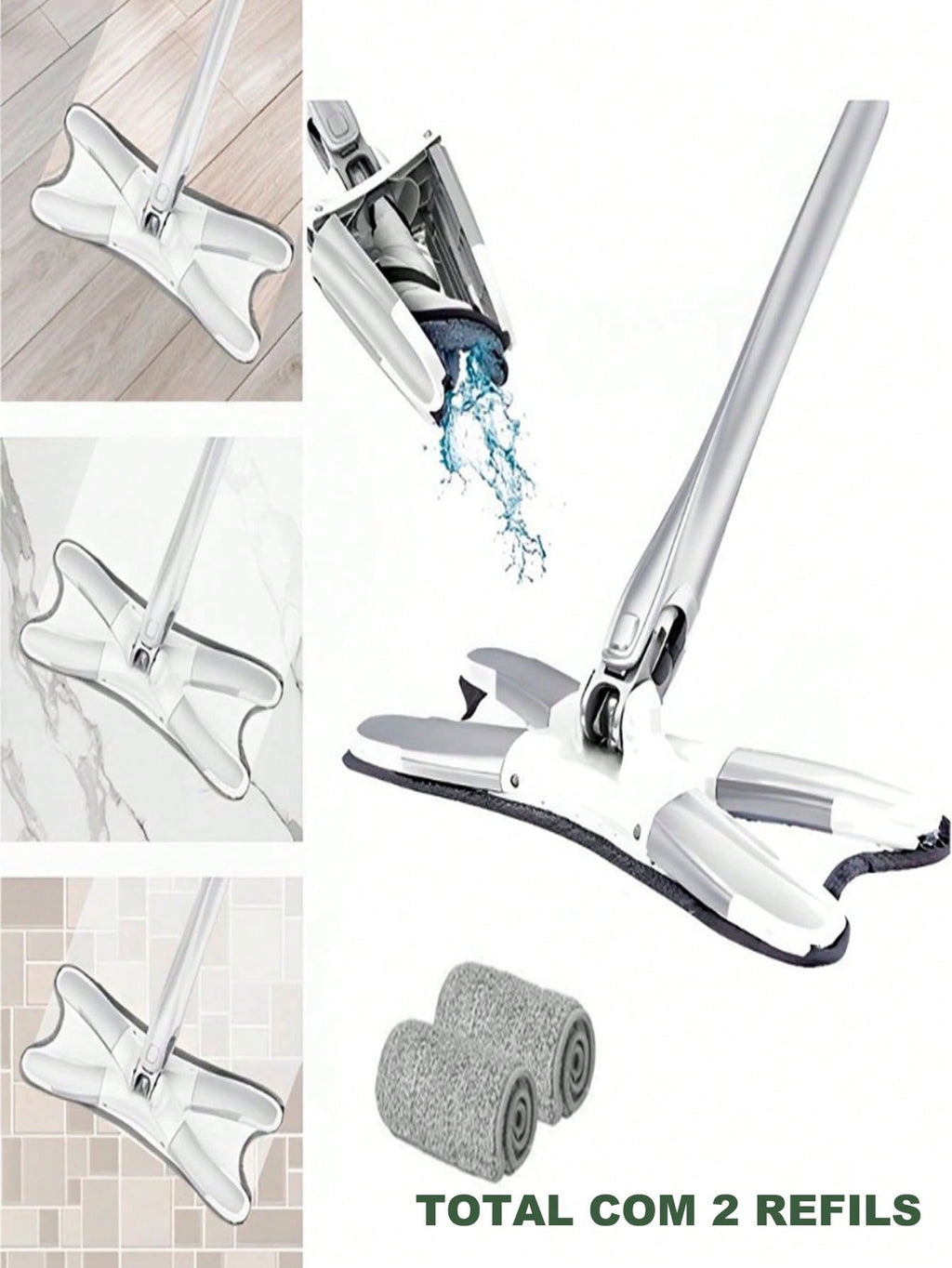 Esfregão Triangular Mop Giratório 360 Ajustável Limpador
