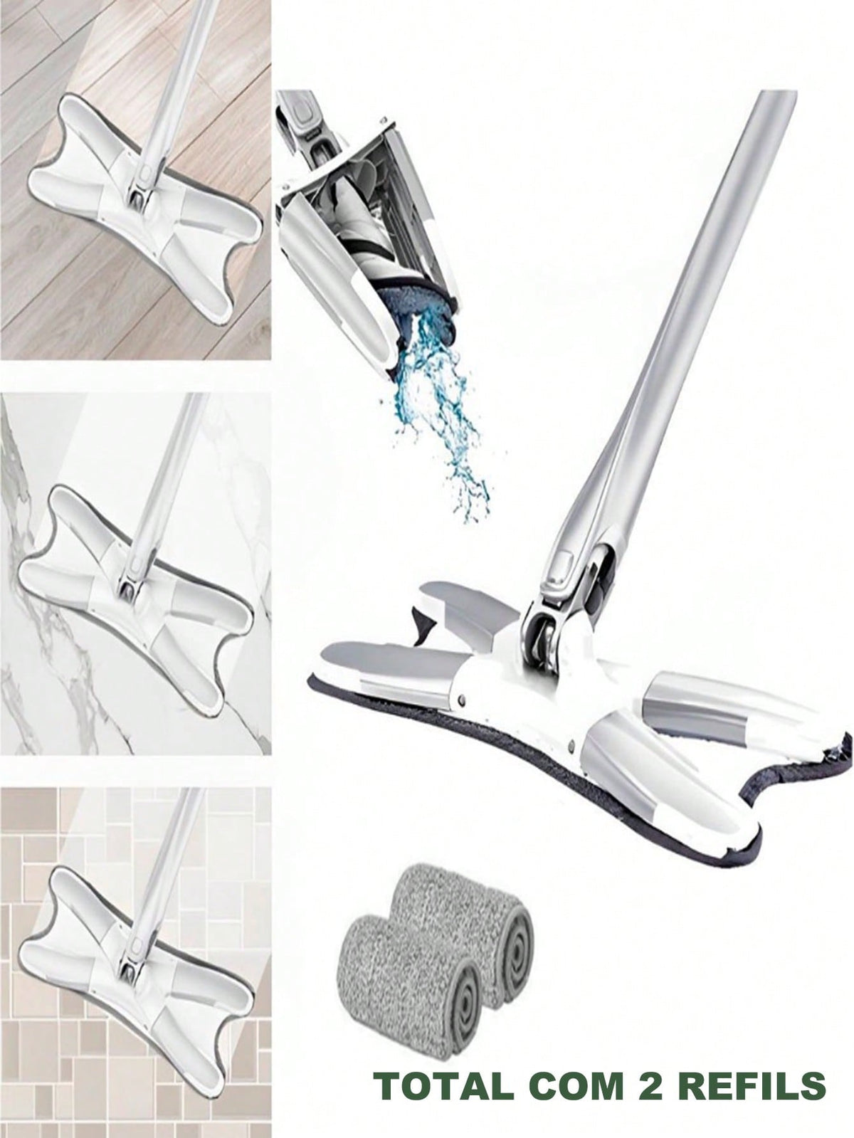 Esfregão Triangular Mop Giratório 360 Ajustável Limpador