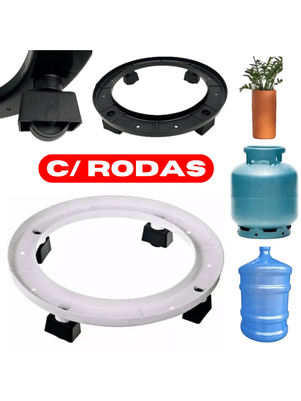 Suporte de Gás GLP Vaso de Plantas com Rodas Botijão Bujão de Gas Nitron