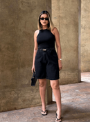 Bermuda jeans preto