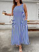 Vestido Listrado com bolsos