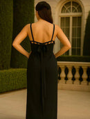 Vestido longo com fenda