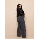 Calca Wide Leg Escura Plus