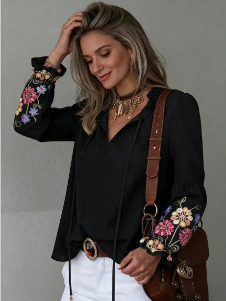 Camisa manga com bordado